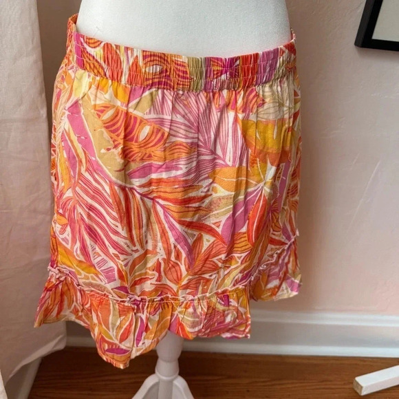 C & C California Printed Skirt, Women's Size Large L, Pink/Orange Ruffle… - Picture 3 of 4